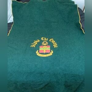 Alpha Chi Omega Sorority Blanket Wall Hanging Green Gold Logo Fuzzy 58x34
